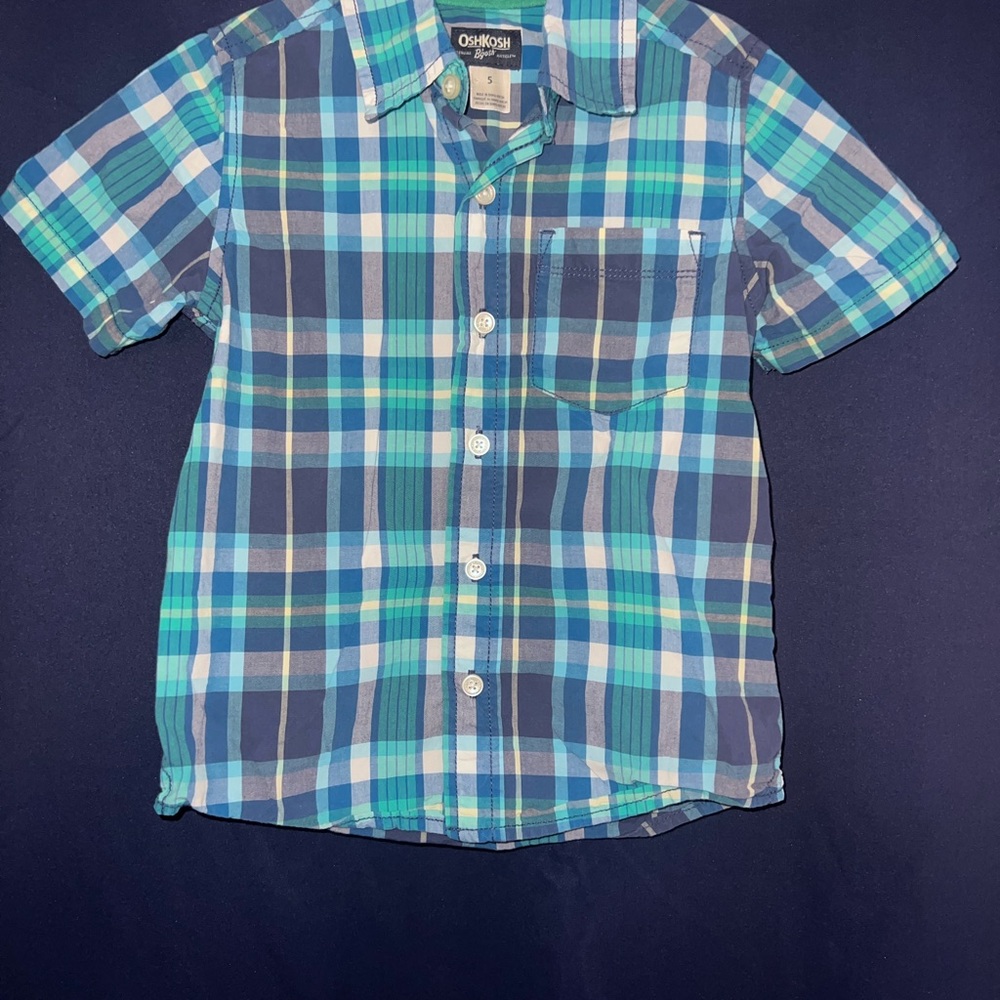OshKosh B'gosh Blue and Green Plaid Casual Shirt